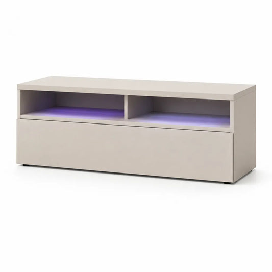 Mobile TV basso con LED 120 x 40 x 45 cm in truciolare nobilitato beige chiaro rettangolare