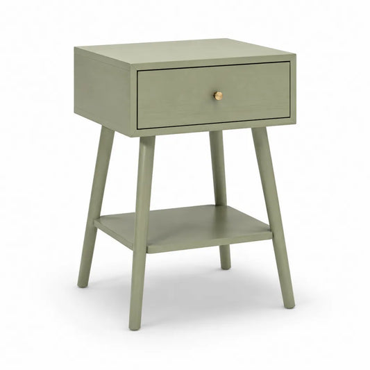 Tavolino laterale con cassetto e ripiano in MDF verde salvia 45 x 35 x 60 cm