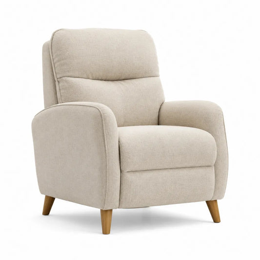 Poltrona da soggiorno imbottita 77 x 83 x 96 cm in poliestere beige con piedi in legno massello